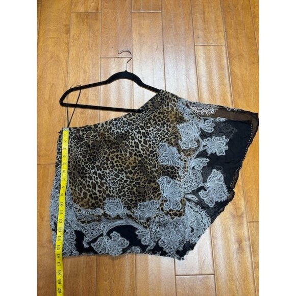 CACHE Womens Silk‎ Animal Print Top Size L Leopard Paisley Beaded Mob Wife Chic - Picture 11 of 14